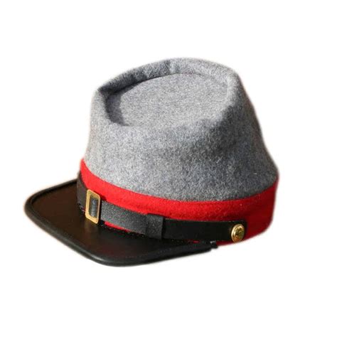 Civil War Artillery Officers Confederate Kepi, Grey with Red band Plain ...