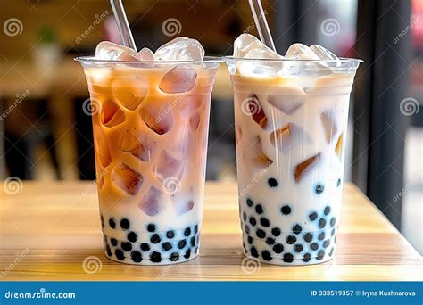 Glass Of Taiwanese Bubble Milk Tea, Dynamic Splash Effect Stock ...