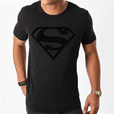 DC Comics - Tee Shirt Superman Logo Velvet Noir Noir ...