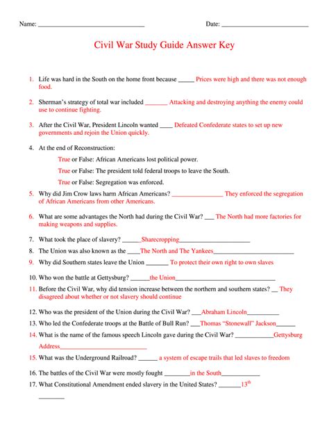 The Civil War Begins Era 5 30a Answer Key - Fill Online, Printable ...