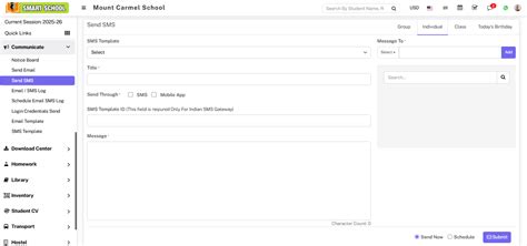 How to Send SMS? - Smart School : School Management System by QDOCS