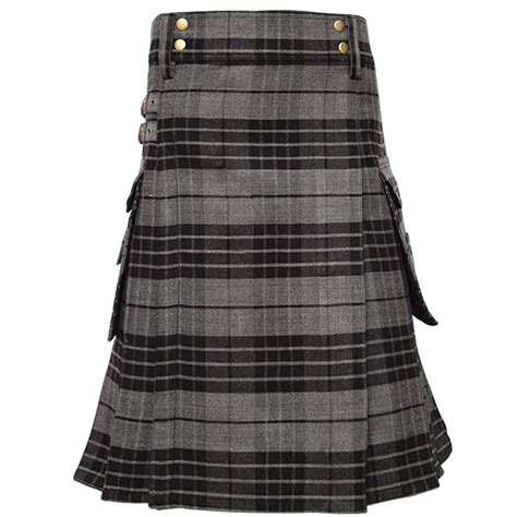 Claymore Granite City Kilt for Mens, Washable Scottish Grey Utility ...