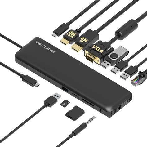 WAVLINK Triple Display USB C Docking Station with DP1.2 & HDMI1.4 & VGA ...