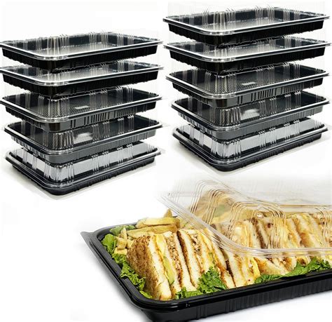 TRAYA Pack of 10 Reusable Sandwich Platter Trays With lids - Reusable ...