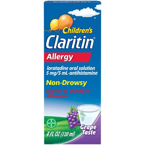 Claritin Non-Drowsy Allergy Medicine for Kids, Loratadine Antihistamine Grape Syrup, 4 fl oz ...