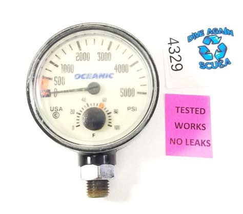 Oceanic 5000 PSI SPG Submersible Pressure Gauge + Thermometer 5,000 Sc ...