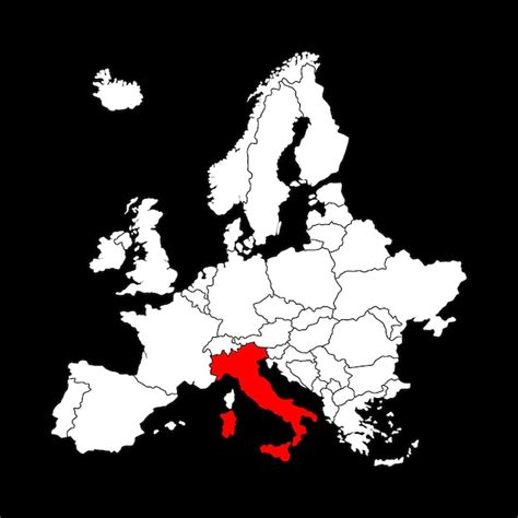 Italy highlighted in europe map for geography education concept ...