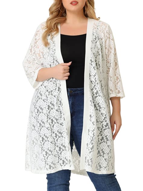 Agnes Orinda Women's Plus Size Cardigans Lace Lightweight Knit 3/4 ...