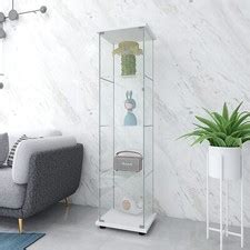 Buy Glass Display Cabinet 4-Tier Curio Bookshelf Door Showcase Display ...