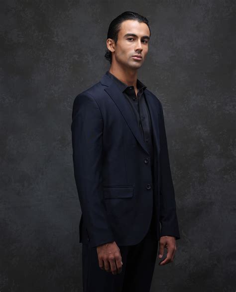 Rare Rabbit Men's Arbo-B Navy Polyester Plain Slim Fit Full Sleeve Lap