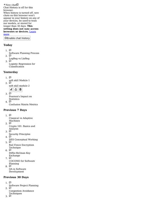 Soft skill module 2 - New chat Chat History is off for this browser ...