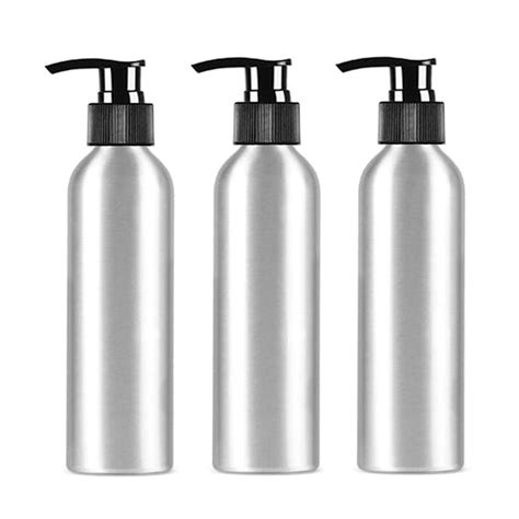 3Pcs 8 Ounce Aluminum Lotion Pump Bottle with Black PP Pump Head Empty ...