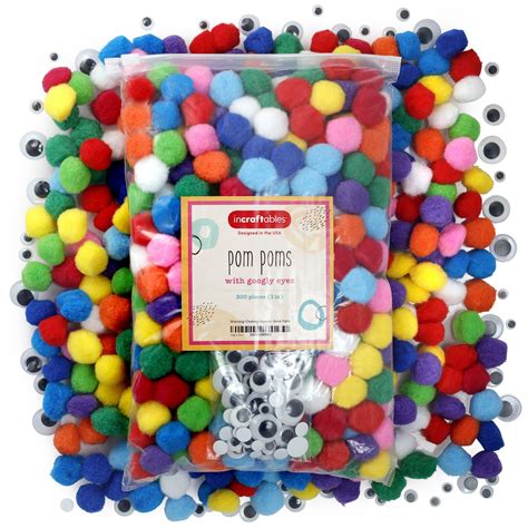 SDJMa 100 Pieces 1 Inch Assorted Pom Poms, Craft Pom Pom Balls ...