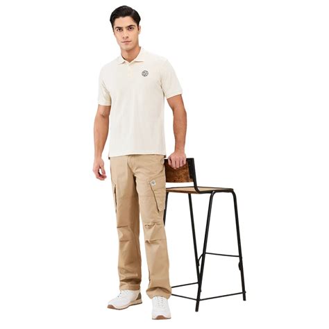 Being Human Men White Textured Polo Neck T-Shirt