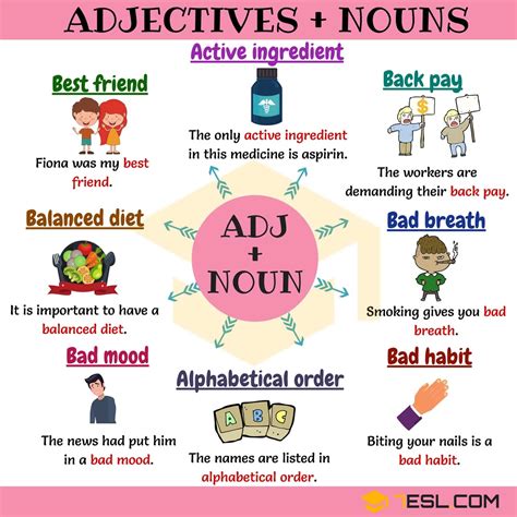 Nouns And Adjectives Match The Adjectives And The Nouns