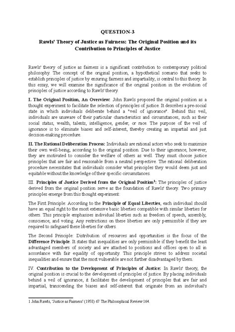 Rawls - Part of the Globalization paper - QUESTION- Rawls' Theory of ...