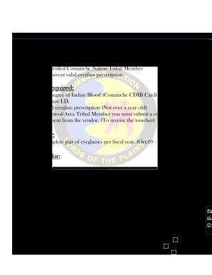 Comanche Nation Optometry Program - Blank Fillable Template | Fill Out ...