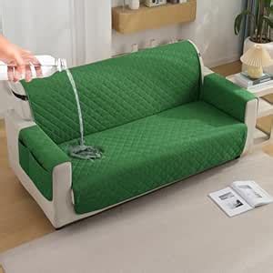 HOKIPO Quilted Waterproof Sofa Cover Mat for 2 Seater Sofa with Pockets ...
