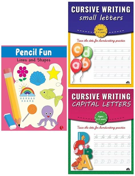 Buy Cursive Writing Small Letters & PENCIL FUN: Lines and Shapes Book ...