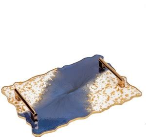 HNHUES Topaz Resin Tray with Golden Handle Multipurpose Tray ...