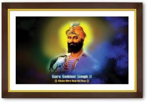 Gold Outlined Wood Framed Guru Gobind Singh Ji Fine Art Print ...