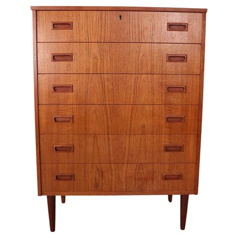 Mid-Century Modern Danish Chest of Six Drawers, Tallboy in Teak ...