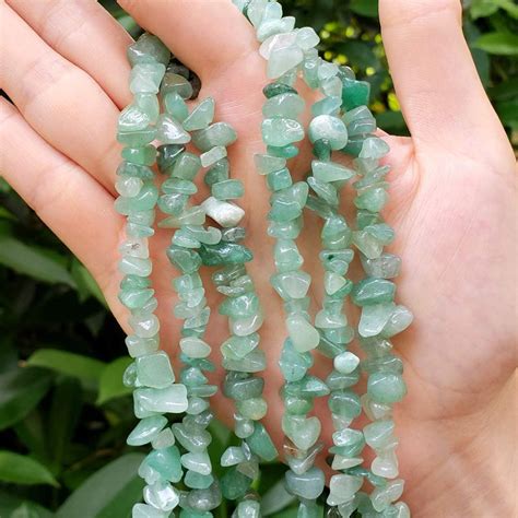 1 STRING/LINE PACK OF UNCUT GREEN AVENTURINE UNCUT CHIPS BEADS ...