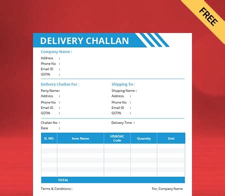 Delivery Challan Format PDF Free download
