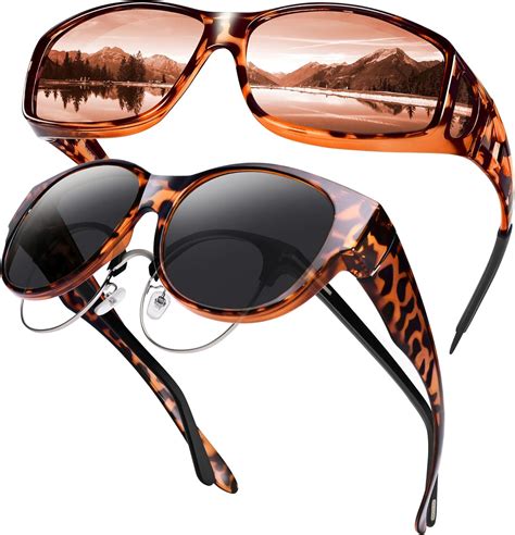 Amazon.com: URUMQI Polarized Fitover Sunglasses (2 Pack), Wrap Around ...