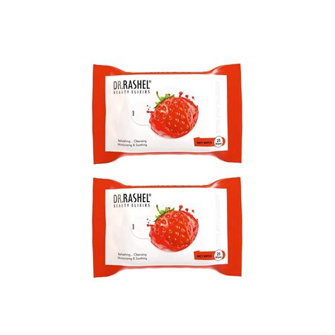DR.RASHEL Strawberry Pack of 2 Face Wipes Enriched with goodness of ...