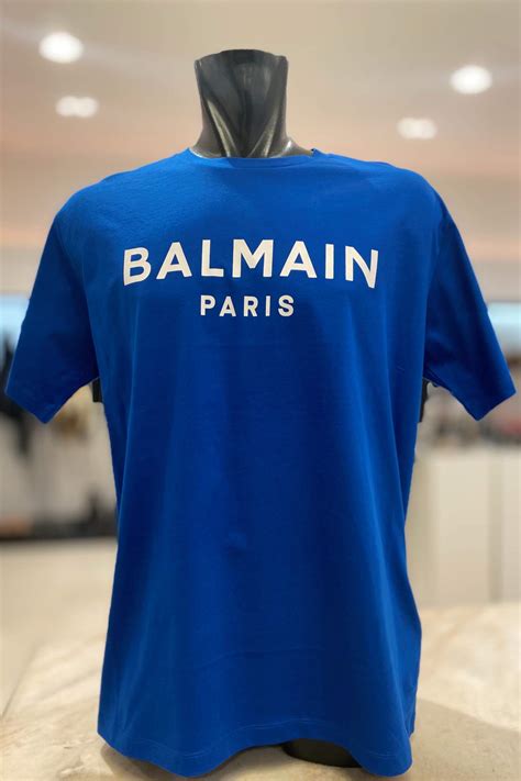 Balmain logo printed t-shirt blue - JAGUAR LUXURY FASHION