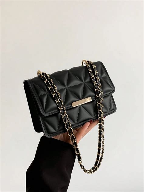 Mini Bolsa De Ombro De Cor Sólida Com Aba E Alça De Corrente | SHEIN Brasil