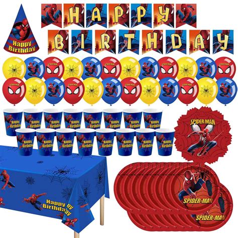 Spiderman Birthday Decorations, Spiderman Party Supplies - Serves 16 ...