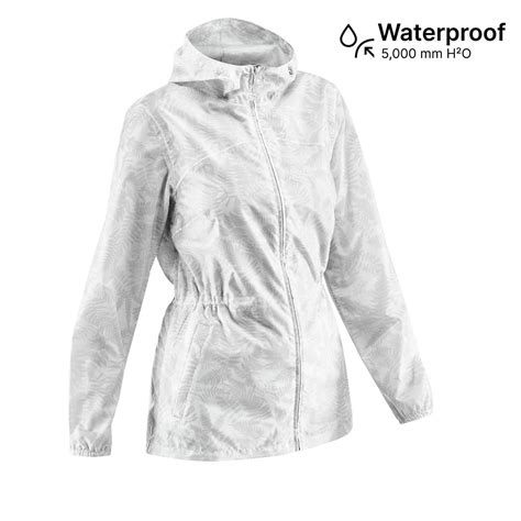 Women Full Zip Rain Jacket with Storage Pouch Marble Grey - NH100