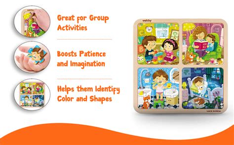 Webby 4 in 1 Everyday Life Wooden Puzzle Toy, 36 Pcs : Amazon.in: Toys ...