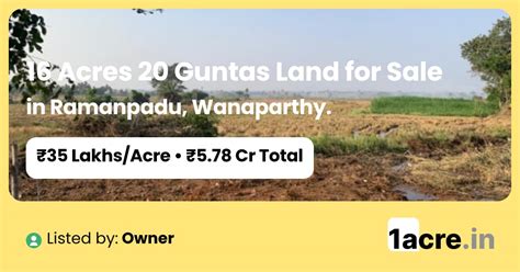 16 Acres 20 Guntas Land for Sale in Ramanpadu, Wanaparthy | 1acre.in