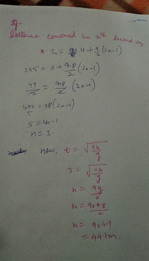 A body is dropped from some height. It moves through a distance of 24 ...