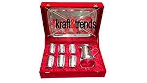 Buy THE K&T SILVER PLATED SET OF 1 JUG AND 6 GLASSES WITH 1 TRAY Online ...