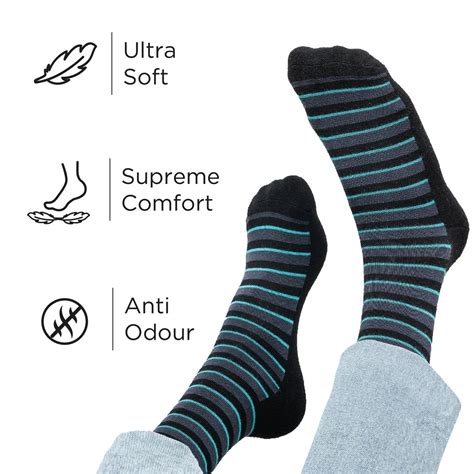 Bamboo Men Crew Socks (Stripes) - 3 Pairs – Heelium