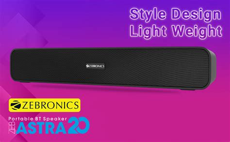 ZEBRONICS Zeb-Astra 20 Wireless BT v5.0 Portable Speaker with 10W RMS ...