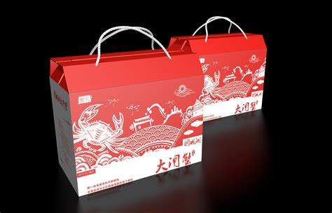 红色大闸蟹手提屋顶包装礼盒设计制作加工定制生产厂家 - 南京怡世包装