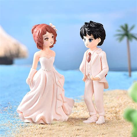 Wonderland Set of 2 Romantic Couple Miniature Peach and Pink| Figurine ...