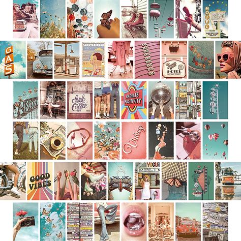 Buy Wall Collage Kit Aesthetic Pictures Vintage - 50 Set 4x6 Inch Photo ...