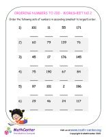Ordering Numbers To 200 - Worksheet No.2 | Worksheets | Math Center