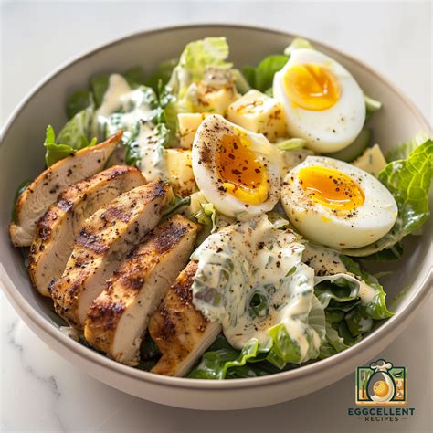 Caesar Salad with Grilled Chicken and Soft-Boiled Eggs