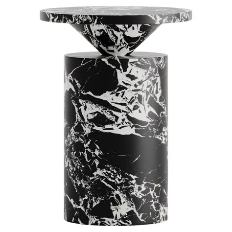 Dual Harmony Black and White Marble End Table For Sale at 1stDibs