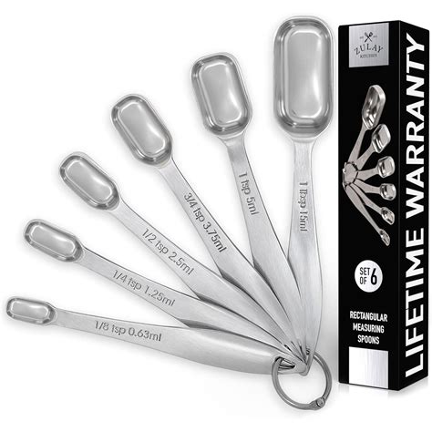 Zulay Kitchen Heavy Duty Stainless Steel Measuring Spoons with Etched ...