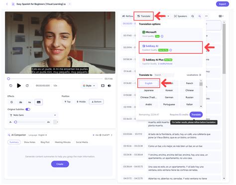 How to Easily Translate Spanish Audio to English with SubEasy | Subeasy.ai