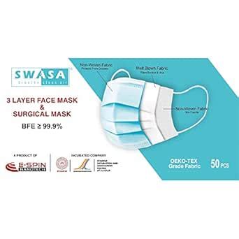 SWASA - Breathe clean air Non-Woven Fabric 3 Layer Disposable Face Mask ...
