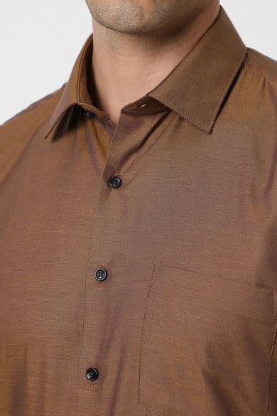 Buy Men Brown Slim Fit Textured Full Sleeves Wedding Shirt Online ...